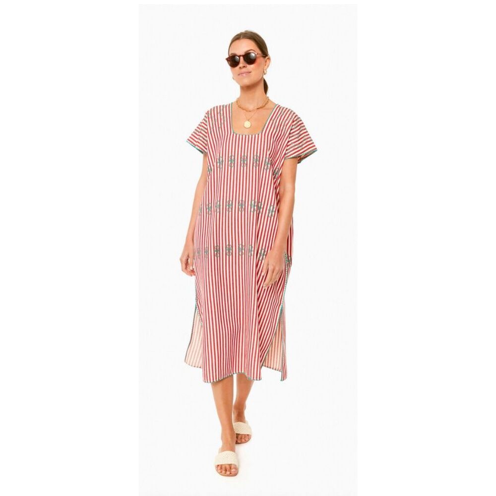 Tuckenuck Ted Stripe Embroidered Sullivan Canvas Caftan Plus Sz. XXL